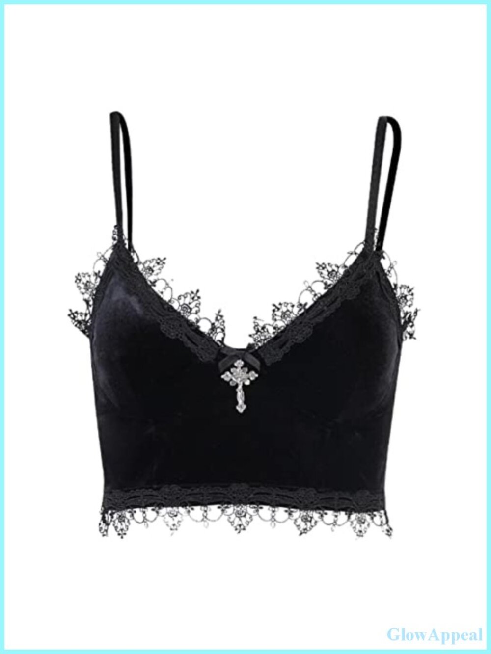 Goth Crop Top Spaghetti Strap Backless Lace Trim Cami Vest Y2K Alt Fashion